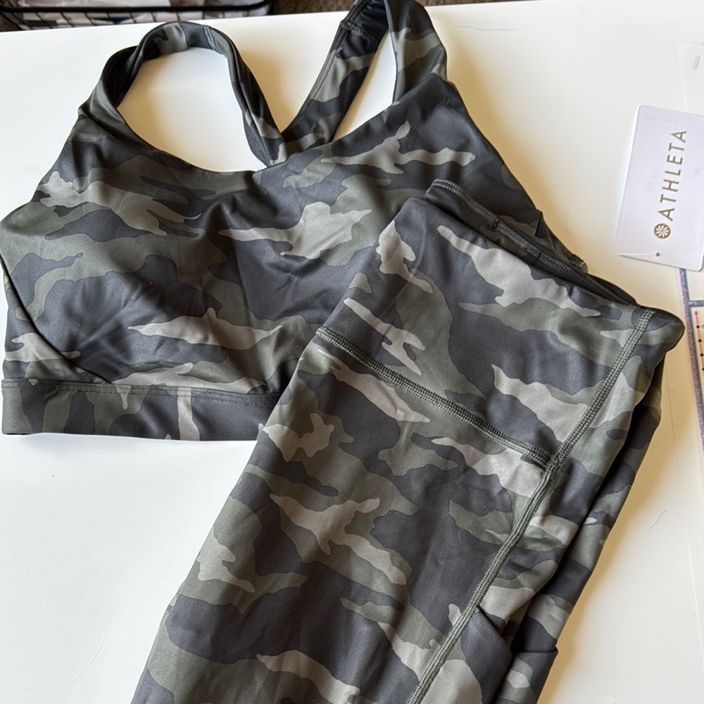 Athleta Camo Sports Bra and Leggings Set
